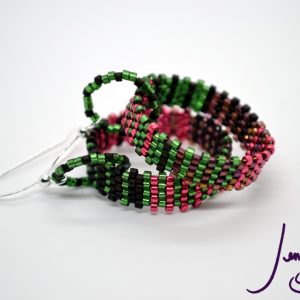Circlet Earrings, Watermelon Tourmaline Stripe