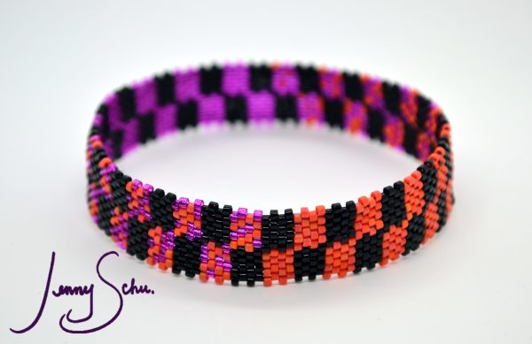 Bright Orange and Pink Checker Bangle - Image 4