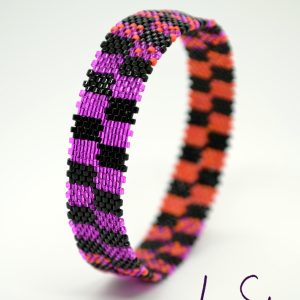 Bright Orange and Pink Checker Bangle