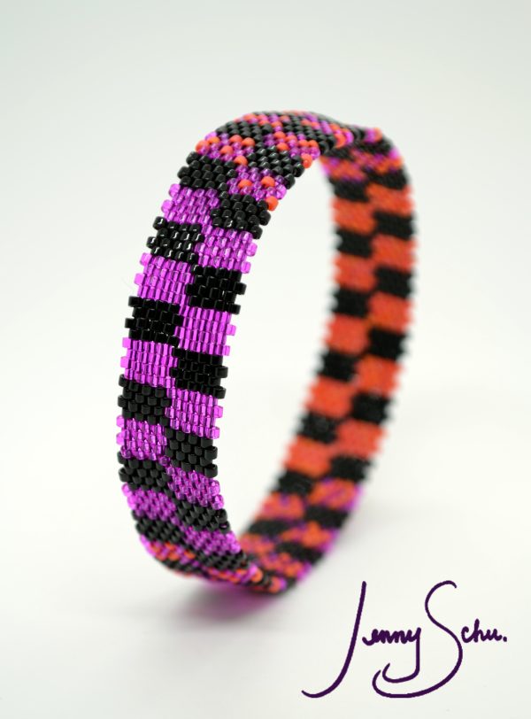 Bright Orange and Pink Checker Bangle