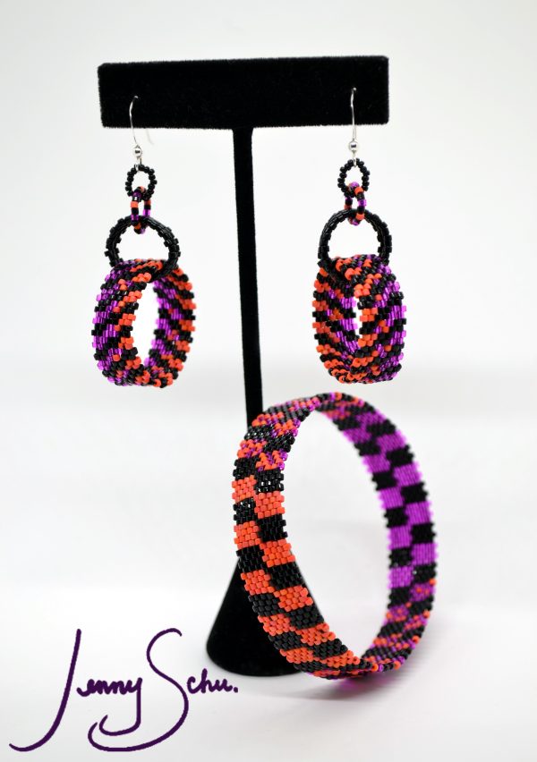 Bright Orange and Pink Checker Bangle - Image 2