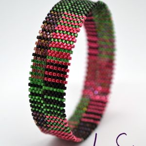Watermelon Tourmaline Stripe Bangle