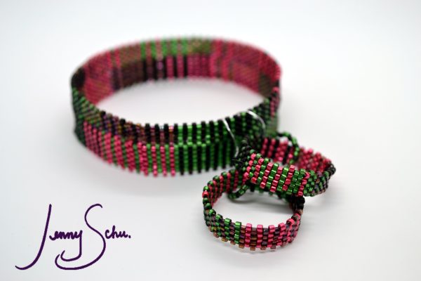 Circlet Earrings, Watermelon Tourmaline Stripe - Image 4