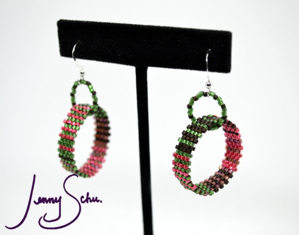 Circlet Earrings, Watermelon Tourmaline Stripe - Image 3