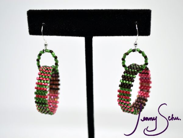 Circlet Earrings, Watermelon Tourmaline Stripe - Image 2