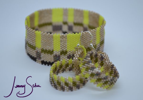 Neon with Muted Greens & Tan Jewelry Bangle - Image 2