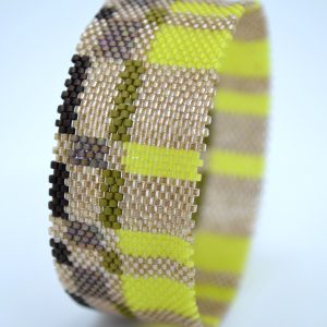 Neon with Muted Greens & Tan Jewelry Bangle